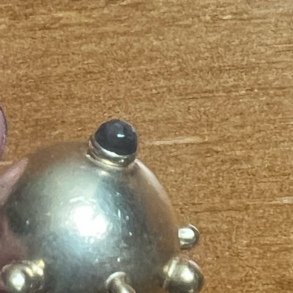 Vintage 1960s Gold-Plated Sterling Silver Sputnik Iolite Pendant HEAVY! 19.8 g - Picture 13 of 15